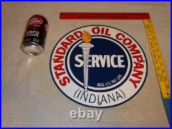 Vintage Nos Standard Oil Gasoline Service Torch Indiana 12 Porcelain Metal Sign