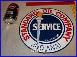 Vintage Nos Standard Oil Gasoline Service Torch Indiana 12 Porcelain Metal Sign