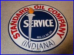 Vintage Nos Standard Oil Gasoline Service Torch Indiana 12 Porcelain Metal Sign