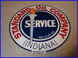 Vintage Nos Standard Oil Gasoline Service Torch Indiana 12 Porcelain Metal Sign