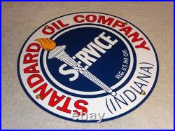 Vintage Nos Standard Oil Gasoline Service Torch Indiana 12 Porcelain Metal Sign