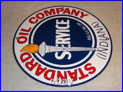 Vintage Nos Standard Oil Gasoline Service Torch Indiana 12 Porcelain Metal Sign