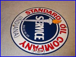 Vintage Nos Standard Oil Gasoline Service Torch Indiana 12 Porcelain Metal Sign