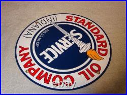Vintage Nos Standard Oil Gasoline Service Torch Indiana 12 Porcelain Metal Sign