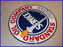 Vintage Nos Standard Oil Gasoline Service Torch Indiana 12 Porcelain Metal Sign