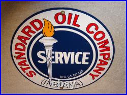 Vintage Nos Standard Oil Gasoline Service Torch Indiana 12 Porcelain Metal Sign