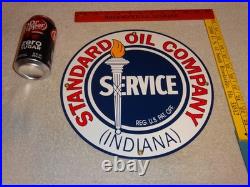 Vintage Nos Standard Oil Gasoline Service Torch Indiana 12 Porcelain Metal Sign