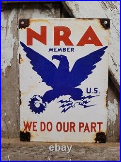 Vintage Nra Porcelain Sign Gas Oil National Government Recovery Agency Service