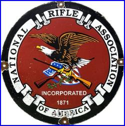 Vintage Nra Porcelain Sign National Rifle Association Gun Ak 47 9mm Glock Sig