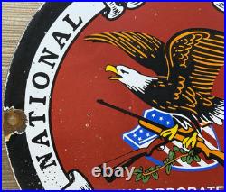 Vintage Nra Porcelain Sign National Rifle Association Gun Ak 47 9mm Glock Sig