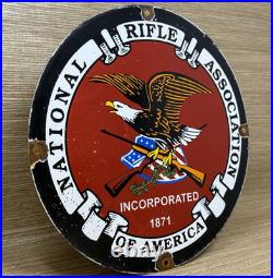 Vintage Nra Porcelain Sign National Rifle Association Gun Ak 47 9mm Glock Sig