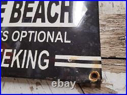 Vintage Nude Beach Porcelain Sign Old No Photos Forest Service Ocean Park Sea