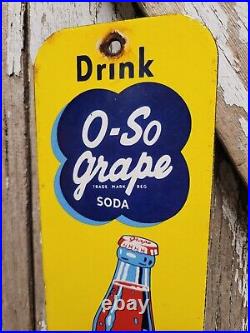 Vintage O So Grape Porcelain Sign Beverage Soda Cola Drink Old Pop Bottle Sign