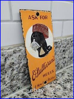 Vintage O'sullivans Porcelain Sign Rubber Shoe Heel Footwear Factory Advertising