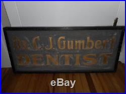 Vintage OLD Antique Original CJ GUMBERT SMALTZ SAND PAINTED DENTIST TRADE SIGN