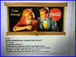 Vintage ORIGINAL 1944 Large Coca Cola Coke Cardboard Sign Coke Belongs, VG/VG+
