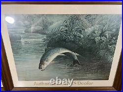 Vintage ORVIS Authorized Dealer Advertising Sign Leaping Trout Kilbourne Fishing