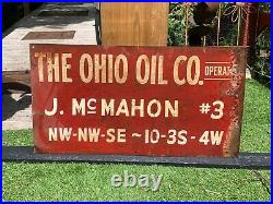 Vintage Ohio Oil Co heavy Metal sign auto oil gas 16 by 31 J. McMahon