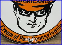 Vintage Oilzum Motor Oil Porcelain Sign Metal White & Bagley USA Gas Station