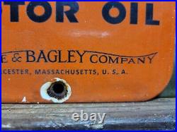 Vintage Oilzum Porcelain Sign 1962 Old Motor Oil White Bagley Company Door Push