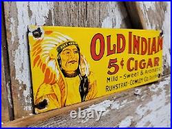 Vintage Old Indian Cigar Sign Old Porcelain Sign Tobacco Pipe Cigarette Smoke