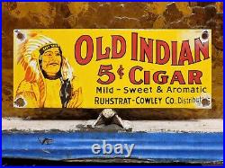 Vintage Old Indian Cigar Sign Old Porcelain Sign Tobacco Pipe Cigarette Smoke