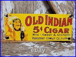 Vintage Old Indian Cigar Sign Old Porcelain Sign Tobacco Pipe Cigarette Smoke