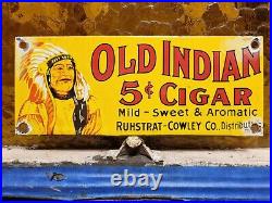 Vintage Old Indian Cigar Sign Old Porcelain Sign Tobacco Pipe Cigarette Smoke