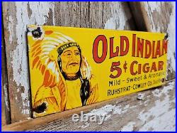 Vintage Old Indian Cigar Sign Old Porcelain Sign Tobacco Pipe Cigarette Smoke