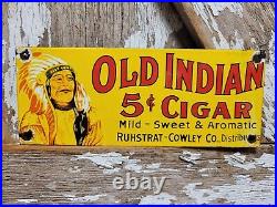 Vintage Old Indian Cigar Sign Old Porcelain Sign Tobacco Pipe Cigarette Smoke