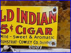 Vintage Old Indian Cigar Sign Old Porcelain Sign Tobacco Pipe Cigarette Smoke