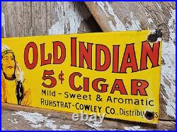 Vintage Old Indian Cigar Sign Old Porcelain Sign Tobacco Pipe Cigarette Smoke