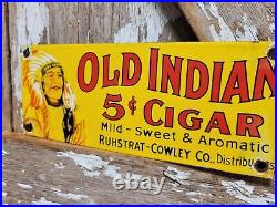 Vintage Old Indian Cigar Sign Old Porcelain Sign Tobacco Pipe Cigarette Smoke