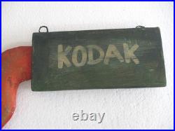 Vintage Old Kodak Advertisement Trade Sign Hand Direction Hand Made