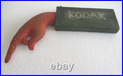 Vintage Old Kodak Advertisement Trade Sign Hand Direction Hand Made