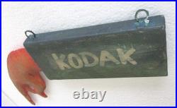 Vintage Old Kodak Advertisement Trade Sign Hand Direction Hand Made