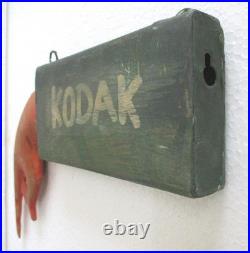 Vintage Old Kodak Advertisement Trade Sign Hand Direction Hand Made