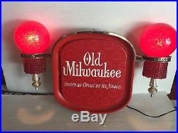Vintage Old Milwaukee Beer Lighted Advertising Sign withglobe Style Lamps used