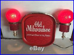 Vintage Old Milwaukee Beer Lighted Advertising Sign withglobe Style Lamps used