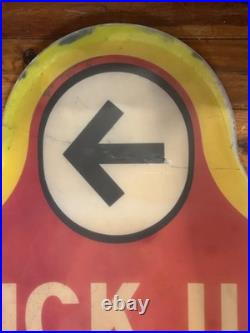 Vintage Old Original Wendy's Drive Thru Pick-Up Window Plastic Sign 25.5x23.5