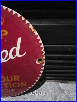 Vintage Old Shell This Pump Sealed Porcelain Gas Station Pump Door Dome Sign 6