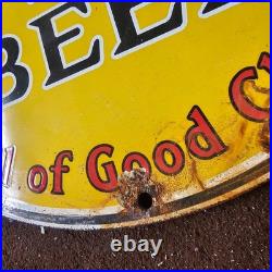 Vintage Old South Beer Good Cheer Gasoline Oil Gas Pump Enamel Porcelain Sign