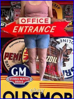 Vintage Old Style Steel Sign Office Entrance NOT Porcelain Made USA 36x10