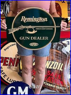 Vintage Old Style Steel Sign Remington Dealer NOT Porcelain Made USA 20x16 Vintage Old Style Steel Sign Remington Dealer NOT Porcelain Made USA 20x16