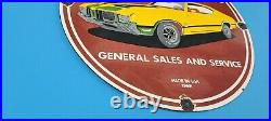 Vintage Oldsmobile Porcelain Gas Automobile Sales Service Dealership 12 Sign