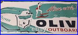 Vintage Oliver Outboards Porcelain Gasoline Johnson Trading Pump Gas Pump Sign