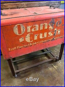 Vintage Orange Crush Ice Chest Cooler Coca Cola Coke 7up Pepsi Dr Pepper Sign