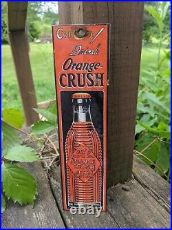 Vintage Orange Crush Porcelain Metal Gas Station Soda Door Sign 14 X 4