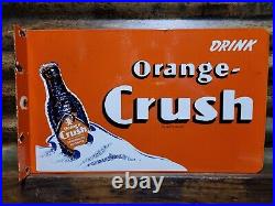 Vintage Orange Crush Porcelain Sign 20 Old Flange Soda Cola Beverage Drinkstore