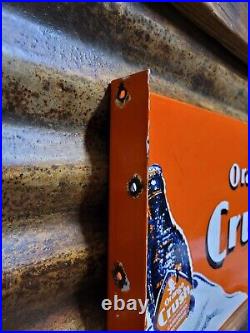 Vintage Orange Crush Porcelain Sign 20 Old Flange Soda Cola Beverage Drinkstore